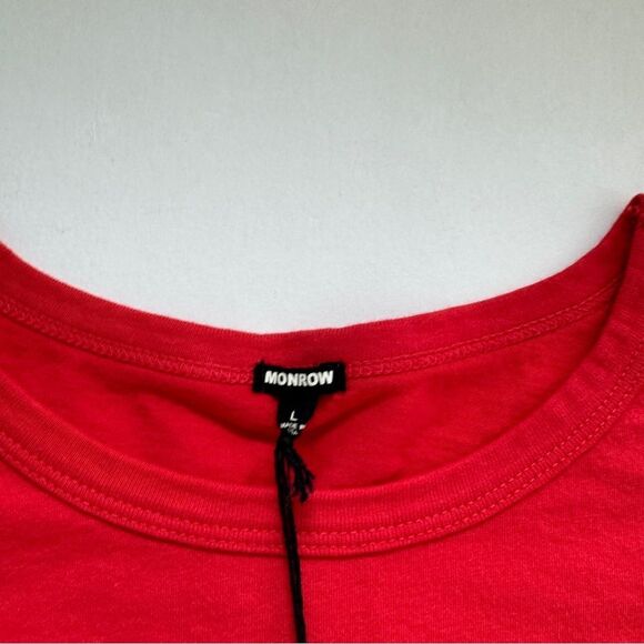 Monrow Red Box Cut T-Shirt Size Large NWT - Picture 3 of 7